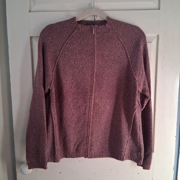 Woolrich Sweaters - Vintage Woolrich Mauve Pink and Gray Marled Zip-up Crew Neck Cardigan Sweater